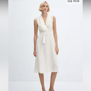 Mango belted linen dress Size 6 - Medium